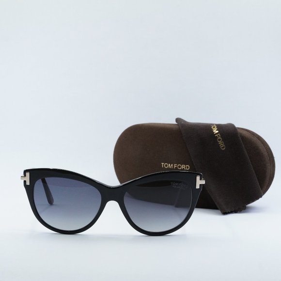 Tom Ford Kira FT0821 01D Cat Eye Sunglasses - Black/Gold/Polarized Smoke main image 9